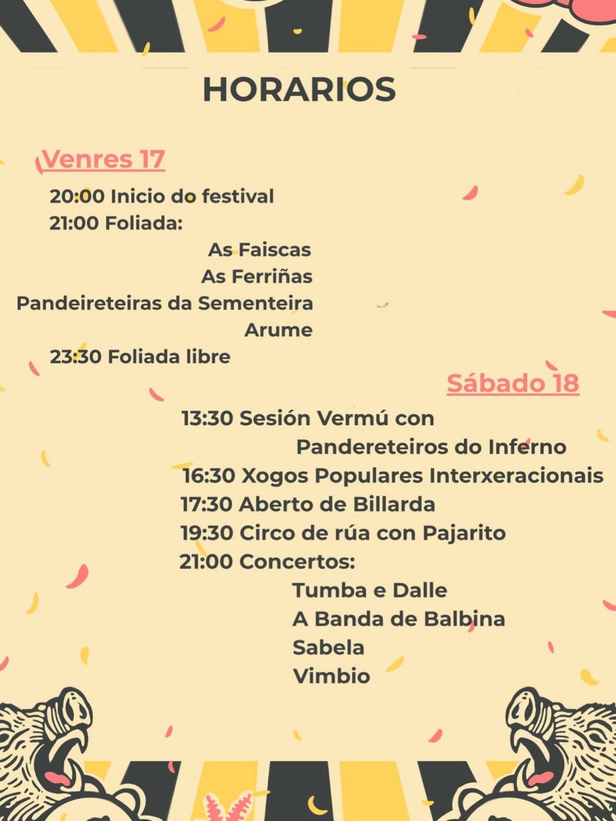 Horarios do Festival Aturuxo 2026 - XIV Edición